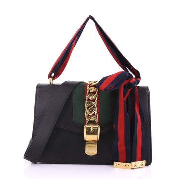 Gucci Sylvie Shoulder Bag Leather Small Black 378341