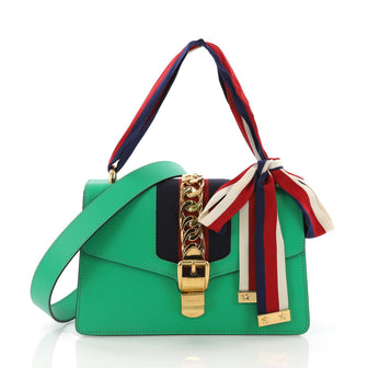 Gucci Sylvie Shoulder Bag Leather Small Green 378345