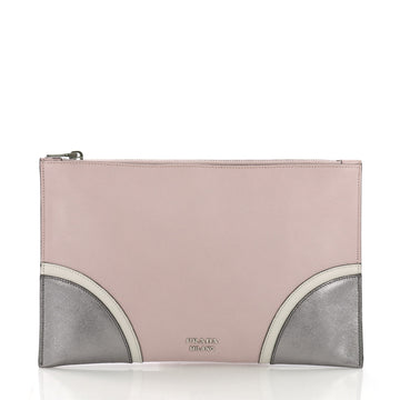 Prada Hand Strap Clutch Saffiano Leather Medium Purple 378351