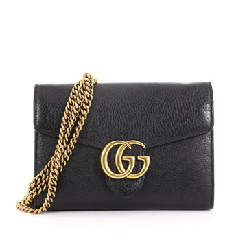 Gucci GG Marmont Chain Wallet Leather Mini Black 378403