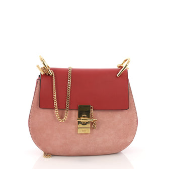 Chloe Drew Crossbody Bag Leather and Suede Small Red 378424