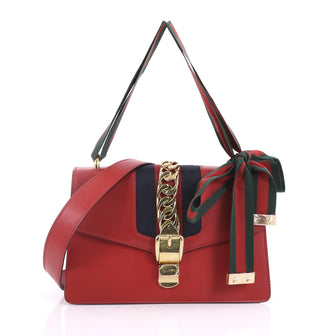 Gucci Sylvie Shoulder Bag Leather Small Red 378451