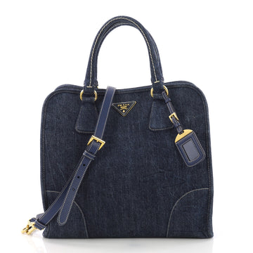 Prada Convertible Open Tote Denim Medium Blue 378583