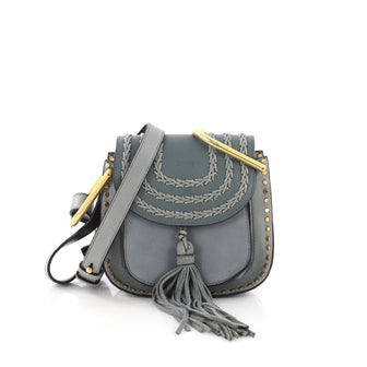 Chloe Hudson Handbag Whipstitch Leather Mini Blue 378586