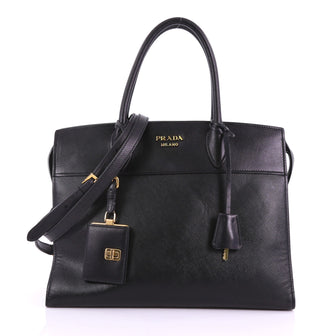 Prada Esplanade Handbag Saffiano Leather Medium Black 378589