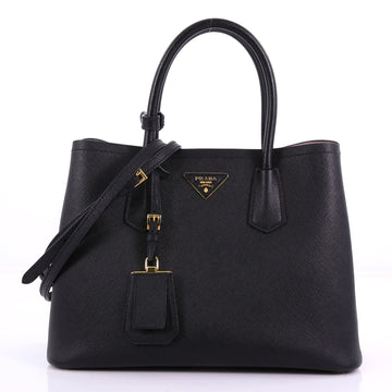 Prada Cuir Double Tote Saffiano Leather Small Black 3786511