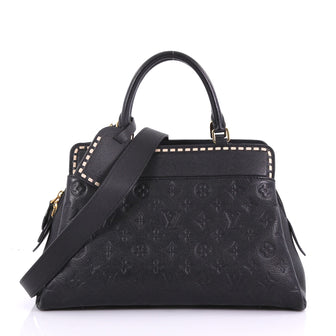 Louis Vuitton Vosges Handbag Whipstitch Monogram Empreinte Leather MM Black 378679
