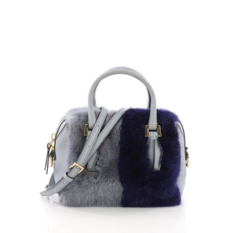 Tod's D Cube Convertible Bauletto Handbag Fur and Leather 378691