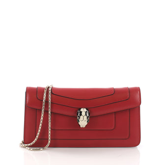  Bvlgari Serpenti Forever Chain Clutch Leather Red 378851