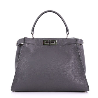 Fendi Selleria Peekaboo Handbag Leather Regular Gray 378871