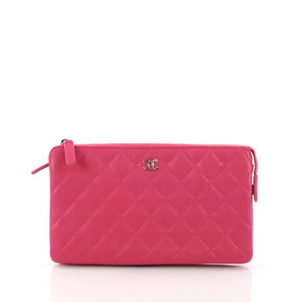 Chanel O Case Clutch Quilted Lambskin Small Pink 379008
