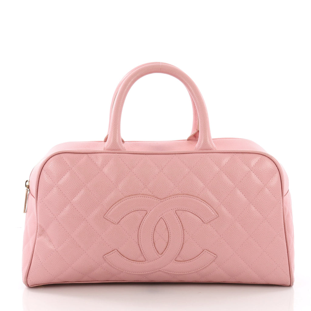 Chanel Timeless CC Bowler Bag Quilted Caviar Large Pink 379009