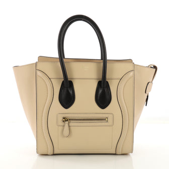 Celine Bicolor Luggage Handbag Leather Micro Neutral 379195