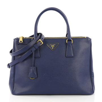 Prada Double Zip Lux Tote Saffiano Leather Medium Blue 379201