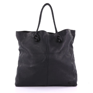 Gucci Braided Handle Tote Leather XL Black 379202
