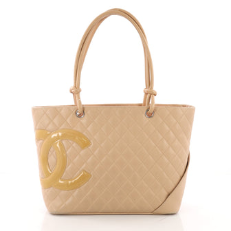 Chanel Cambon Tote Quilted Leather Large Neutral 3792154