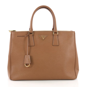 Prada Double Zip Lux Tote Saffiano Leather Medium Brown 3792166