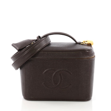Chanel Vintage Timeless Vanity Case Caviar Small Brown 3793519