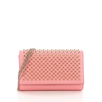 Christian Louboutin Paloma Clutch Spiked Leather Pink 379351