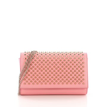 Christian Louboutin Paloma Clutch Spiked Leather Pink 379351
