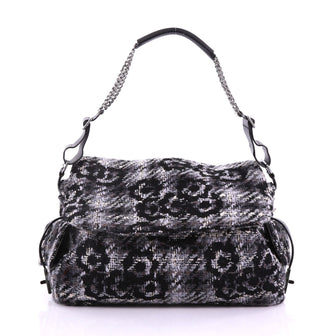 Chanel Messenger Bag Camellia Tweed and Leather Large 379355
