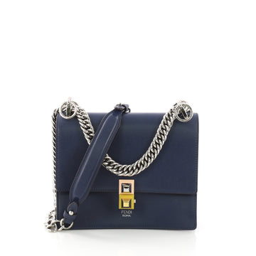 Fendi Kan I Handbag Leather Small Blue 3793562