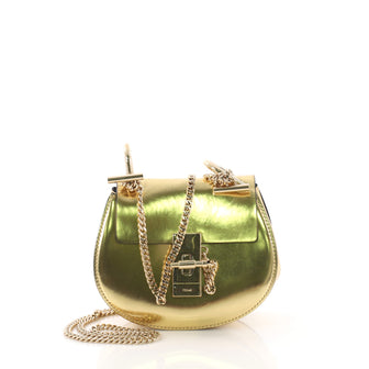 Chloe Drew Crossbody Bag Mirror Leather Nano Gold 3793563