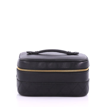 Chanel Vintage Cosmetic Case Lambskin Black 379359