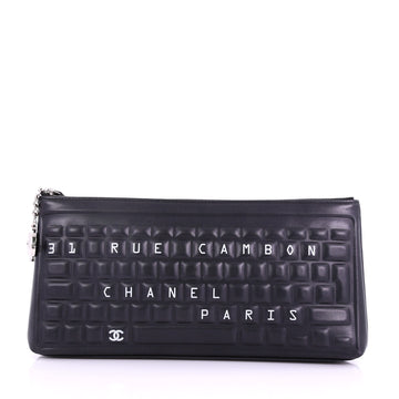 Chanel Keyboard Zip Pouch Calfskin Black 3794330