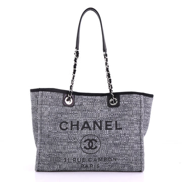 Chanel Deauville Chain Tote Raffia Small Gray 3794336