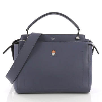 Fendi DotCom Convertible Satchel Leather Medium Blue 3794918