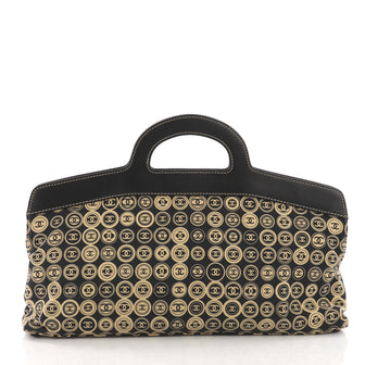 Chanel Vintage Frame Handle Bag Printed Canvas Large 3794929
