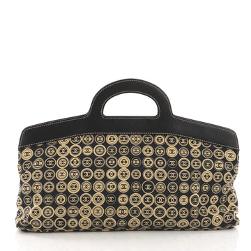 Chanel Vintage Frame Handle Bag Printed Canvas Large 3794929