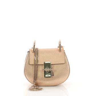 Chloe Drew Crossbody Bag Leather Nano Gold 3794955