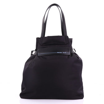 Prada Belted Logo Tote Tessuto Large Black 379497