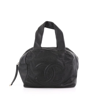 Chanel CC Bowler Bag Perforated Leather Small Black 379864