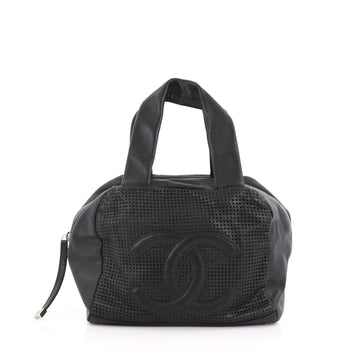 Chanel CC Bowler Bag Perforated Leather Small Black 379864