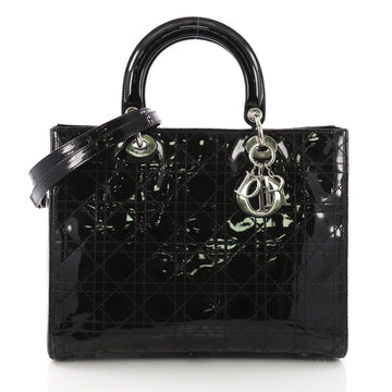 Christian Dior Lady Dior Handbag Cannage Quilt Patent Large - Rebag