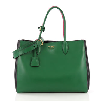Prada Soft Bibliotheque Handbag City Calfskin Large Green 379872