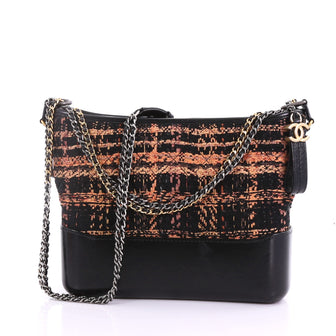 Chanel Model: Gabrielle Hobo Quilted Tweed and Calfskin Medium Black 37987/3