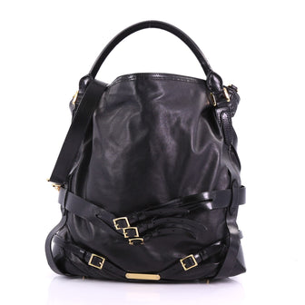 Burberry Bridle Gosford Hobo Leather Medium Black 379944