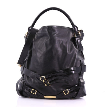 Burberry Bridle Gosford Hobo Leather Medium Black 379944