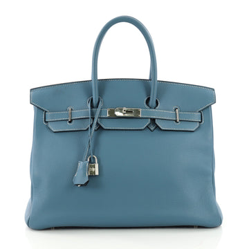 Hermes Birkin Handbag Blue Togo with Palladium Hardware 379961