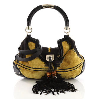 Gucci Indy Hobo Velvet Tapestry Medium Black 380051