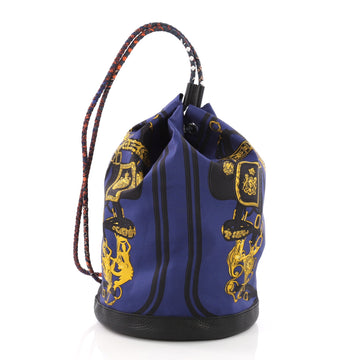 Hermes Soie Cool Handbag Printed Silk and Calfskin Medium 380092