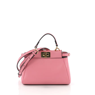 Fendi Peekaboo Handbag Leather Micro Pink 380181