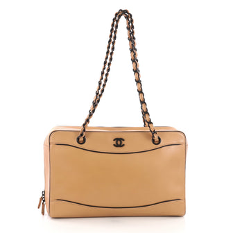 Chanel Resin Chain Bowler Bag Calfskin Medium Brown 380368