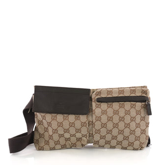 Gucci Vintage Double Belt Bag GG Canvas Neutral 3803715