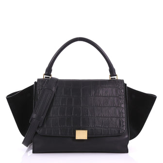 Celine Trapeze Handbag Crocodile Embossed Leather Medium 3803719