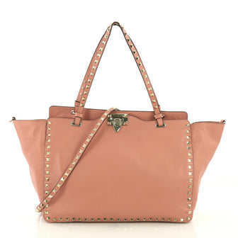 Valentino Rockstud Tote Soft Leather Medium Pink 3803722